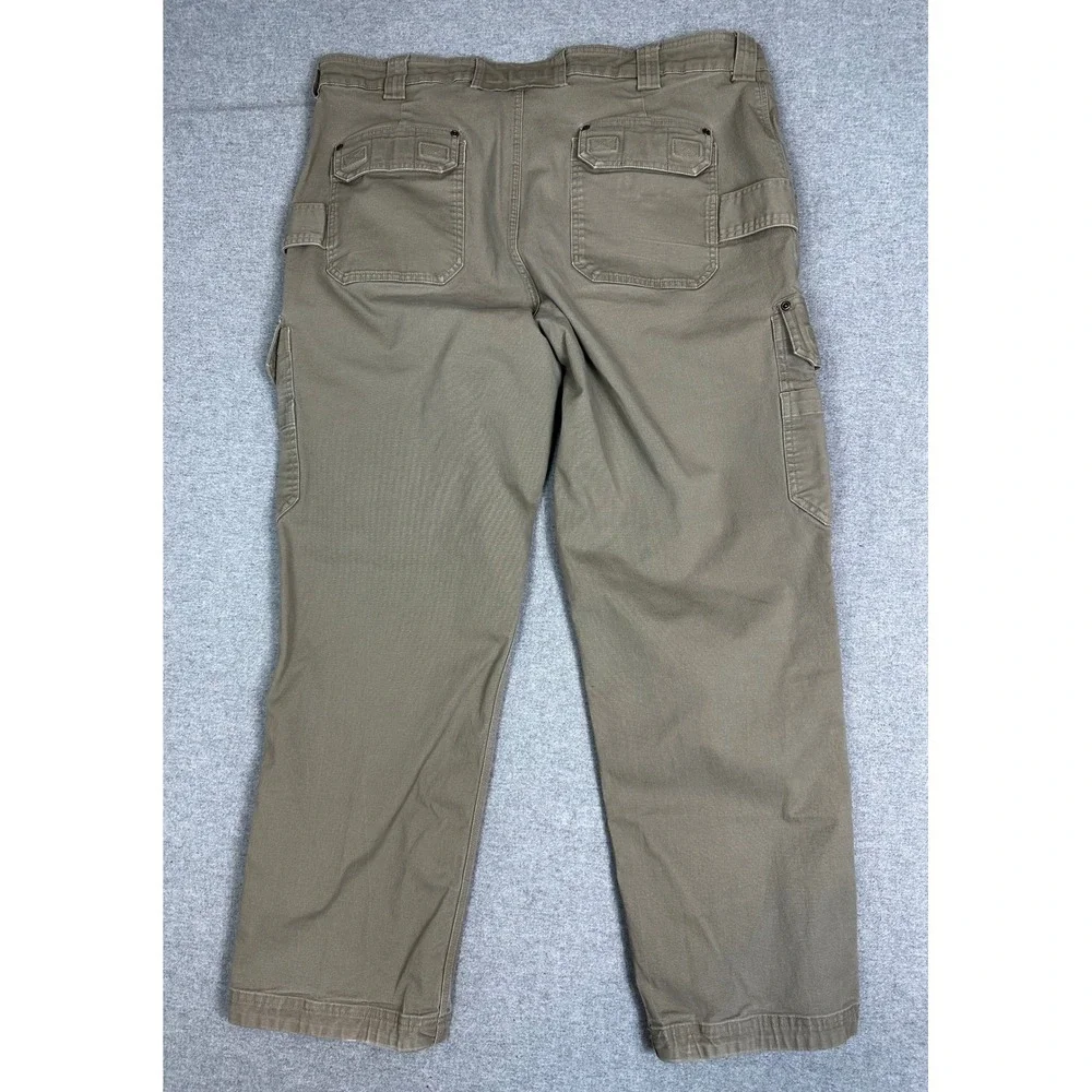 Duluth Flex Firehouse Cargo Pants Mens 42x32 Khaki Relaxed Fit Canvas Workwear
